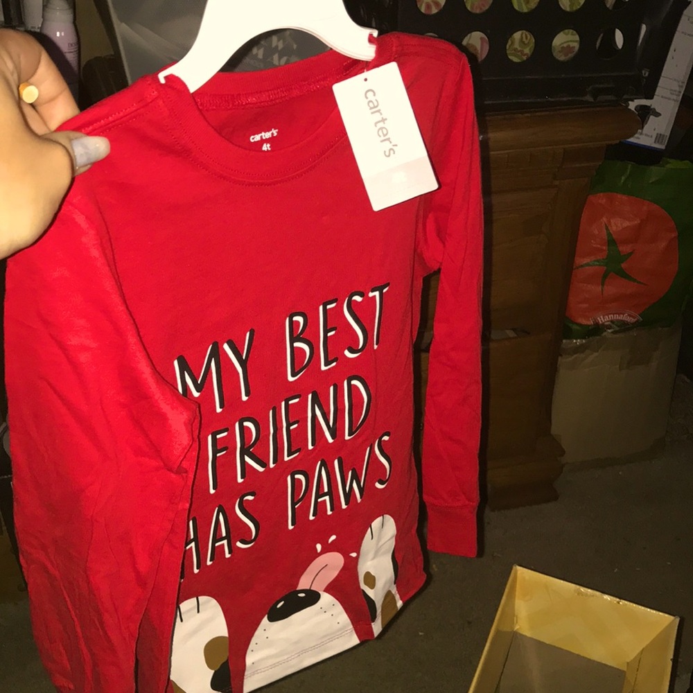 CARTERS 4T Boys Long Sleeve Tee (red) NEW/TAG Paws